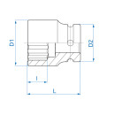 3/4" Kraft-Steckschlüssel, metrisch - 32 mm KING TONY - 653032M