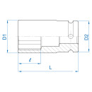 Kraft-Steckschlüssel Metrisch 3/4" (19,05mm) Lange, dünne Wand 19 mm KING TONY - 683519M