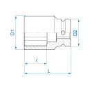 1" Kraft-Steckschlüssel, metrisch, lang, dünne Wand - 29 mm KING TONY - 883529M