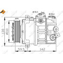 Kompressor, mit PAG Kompressoröl, EASY FIT passend für VW Golf 1.9D 04- NRF 32147