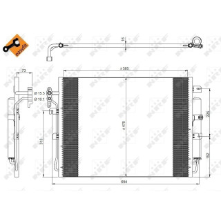 Kondensator, mit Trockner, EASY FIT passend für LAND ROVER Discovery 2.7D 05- NRF 350217