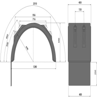 Hinterradkotflügel H-PE 40.1280.20-IKK AS 250 SG, schwarz, inkl. Befestigungsschellen