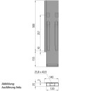 K20 Eckrunge hinten, rechts, Aluminium eloxiert, 500 mm Nennhöhe, mit Rückwandverschluss (DV)