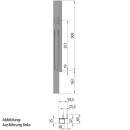 K20 Eckrunge vorne, rechts, Aluminium eloxiert, 500 mm Nennhöhe