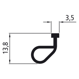 PVC-Dichtung für Aluminium Profil 621054, Rolle 10 m, schwarz