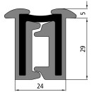 Stangenscharnier, Höhe 29 mm, Länge 2400 mm, Alu eloxiert mit Gelenkband aus PU