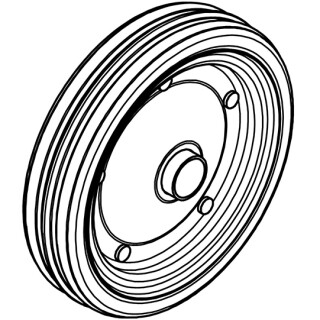 Ersatzrad 285 x 62 mm Vollgummi auf Stahlblechfelge, Naben-Ø 37 mm