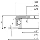 Kugellenkkranz KLK 950ND, gebohrt, 60 kN, 952 mm