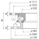 Kugellenkkranz KLK HE1100-22W, Bohrbild 1, 120 kN, 1100 mm