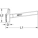 Schreinerhammer, Hickory-Stiel, französische Form, 200g - KS Tools 142.2020