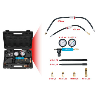 Zylinder-Druckverlust-Tester, 9-tlg - KS Tools 150.1780