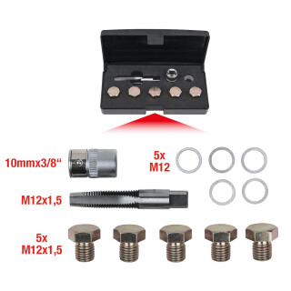 Ölablassschrauben-Gewindereparatur-Satz, 12-tlg M12 x 1,5 - KS Tools 150.4915