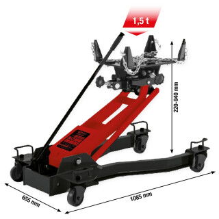 performance Hydraulischer-Getriebeheber mit verstellbarer Aufnahmeplatte, 1,5 t - KS Tools 160.1335