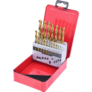 HSS TiN Spiralbohrer-Satz, Stahlblechkassette 19-tlg 1-10mm - KS Tools 330.4610