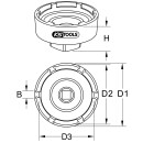 3/4" Nutmuttern-Schlüssel mit 4 Zapfen für Scania, Innenzapfen Ø 70mm - KS Tools 460.1745