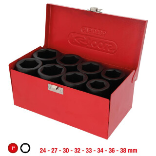 1" Sechskant-Kraft-Stecknuss-Satz, lang, 8-tlg - KS Tools 515.0308