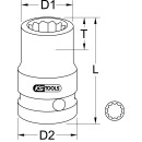 1/2" 12-kant-Kraft-Stecknuss, kurz, 7/16" - KS...