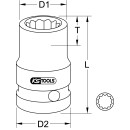 3/8" 12-kant-Kraft-Stecknuss, kurz, 14mm - KS Tools...