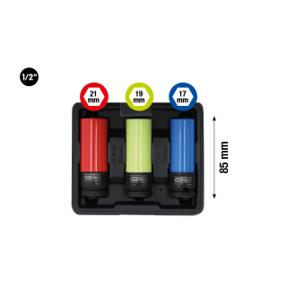 1/2" Alu-Felgen Kraft-Stecknuss-Satz robust, 3-tlg - KS Tools 515.1070