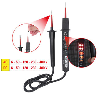 Polaritäts- und Spannungsprüfer mit Schutzisolierung 6-400 V - KS Tools 550.1501