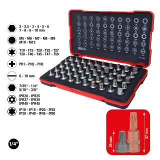 1/4" Bit-Stecknuss-Satz, extra kurz, 50-tlg - KS Tools 911.1850