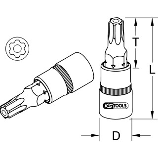 3/8" Bit-Stecknuss TorxPlus mit Stirnlochbohrung, IPR45 - KS Tools 911.3182