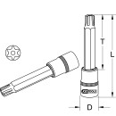 1/2" Bit-Stecknuss RIBE mit Stirnlochbohrung, lang,...