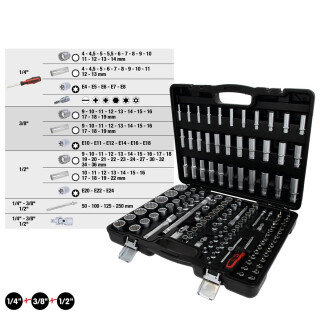 1/4"+3/8"+1/2" Steckschlüssel-Satz, 133-tlg - KS Tools 917.0133