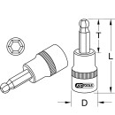 1/4" Bit-Stecknuss Innensechskant mit Kugelkopf, 3...