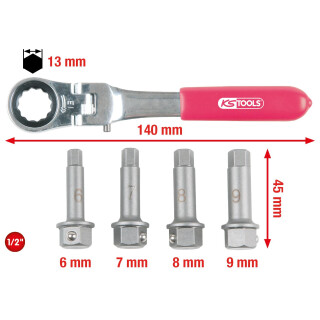 1/2" Bremssattel Spezial-Steckschlüssel- Satz, 5-tlg - KS Tools 918.3500