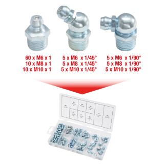 Sortiment Schmiernippel, M6-8-10x1,0, 110-tlg - KS Tools 970.0030