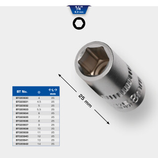 1/4" Sechskant-Stecknuss, 4 mm - Brilliant Tools BT020930