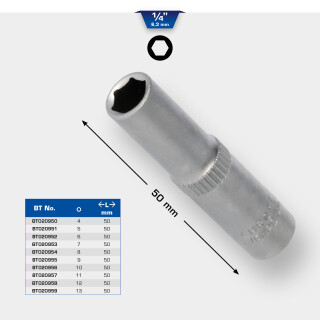 1/4" Sechskant-Stecknuss, lange Ausführung, 4 mm - Brilliant Tools BT020950