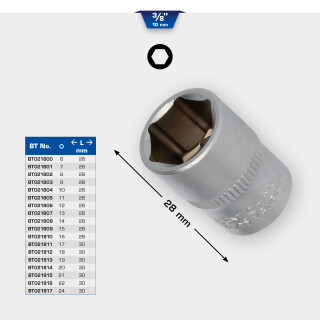 3/8" Sechskant-Stecknuss, 11 mm - Brilliant Tools BT021805