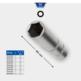 3/8" Sechskant-Stecknuss, lange Ausführung, 8 mm - Brilliant Tools BT021820