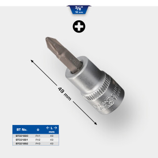 3/8" PH Kreuzschlitz Bit-Stecknuss, PH1 - Brilliant Tools BT021890