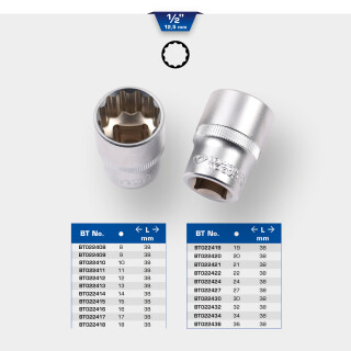 1/2" Zwölfkant-Stecknuss, 34 mm - Brilliant Tools BT022434
