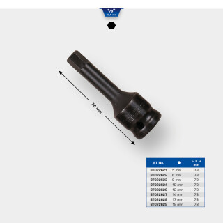 1/2" Kraft-Bit-Stecknuss Innensechskant 19 mm - Brilliant Tools BT022629