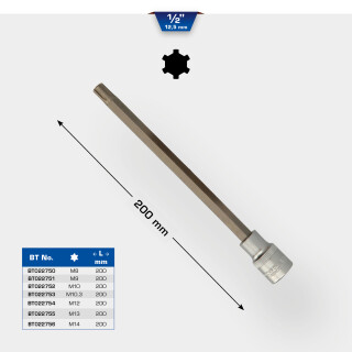 1/2" RIBE-Bit-Stecknuss, 200 mm lang, M8 - Brilliant Tools BT022750