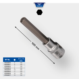 1/2" Innensechskant Bit-Stecknuss, 100 mm lang, 6 mm - Brilliant Tools BT022871