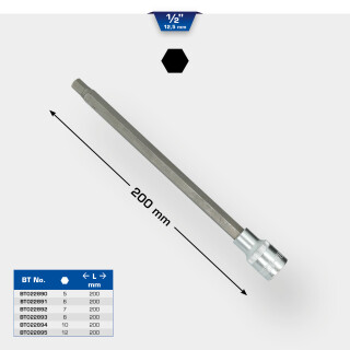 1/2" Innensechskant Bit-Stecknuss, 200 mm lang, 10 mm - Brilliant Tools BT022894