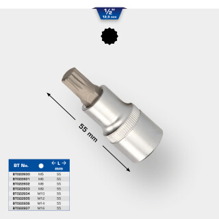 1/2" Vielzahn-Bit-Stecknuss, 55 mm lang, M14 - Brilliant Tools BT022936