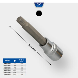 1/2" Vielzahn-Bit-Stecknuss, 100 mm lang, M6 - Brilliant Tools BT022941