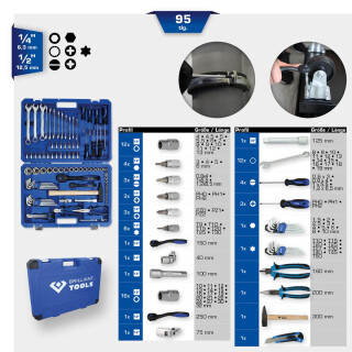 1/4" + 1/2" Universal-Werkzeug-Satz, 95-tlg - Brilliant Tools BT024095