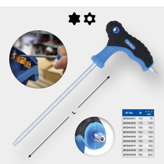 T-Griff-Torx® mit Stirnlochbohrung-Winkelstiftschlüssel T50 x 200 mm - Brilliant Tools BT041019