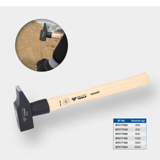 Schlosserhammer mit Hickory-Stiel, 250 g, französische Form - Brilliant Tools BT077025