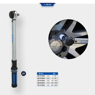 1/2" Drehmomentschlüssel mit Drehknopf-Umsteck-Ratschenkopf, 10 - 100 Nm - Brilliant Tools BT141904