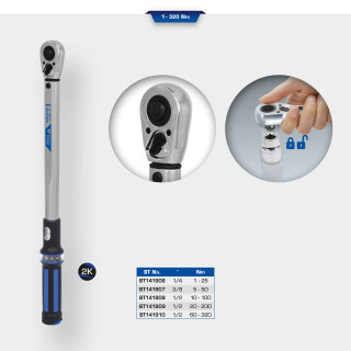 3/8" Drehmomentschlüssel mit Umschalt-Ratschenkopf, 5 - 50 Nm - Brilliant Tools BT141907