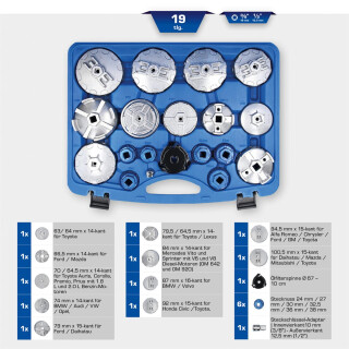 Ölfilterschlüssel-Satz, 19-tlg - Brilliant Tools BT711010