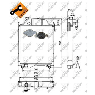 Kühler Alu gelötet passend für JOHN DEERE 2250 2650  - NRF 52253